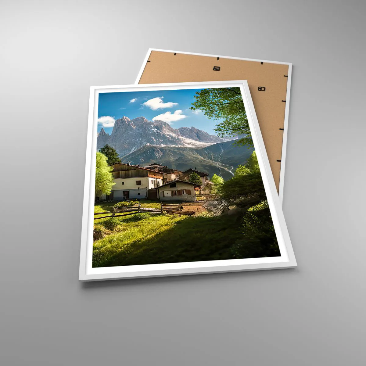 Affisch i vit ram - Alpin idyll - 70x100 cm