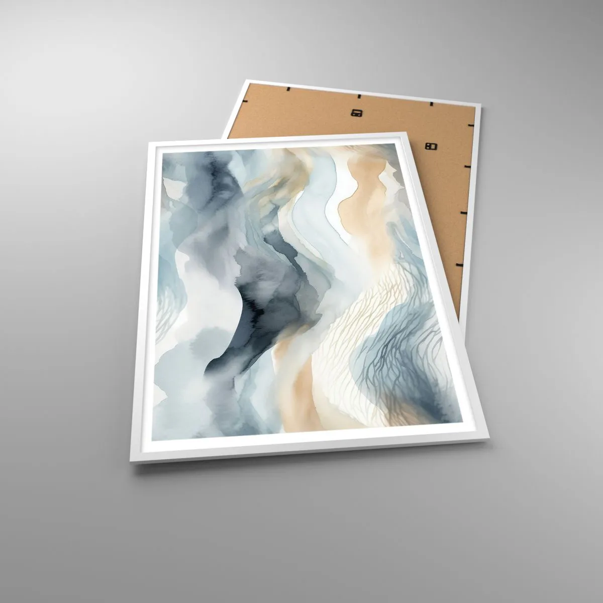 Poster in een witte lijst - Besneeuwde en mistige abstractie - 70x100 cm