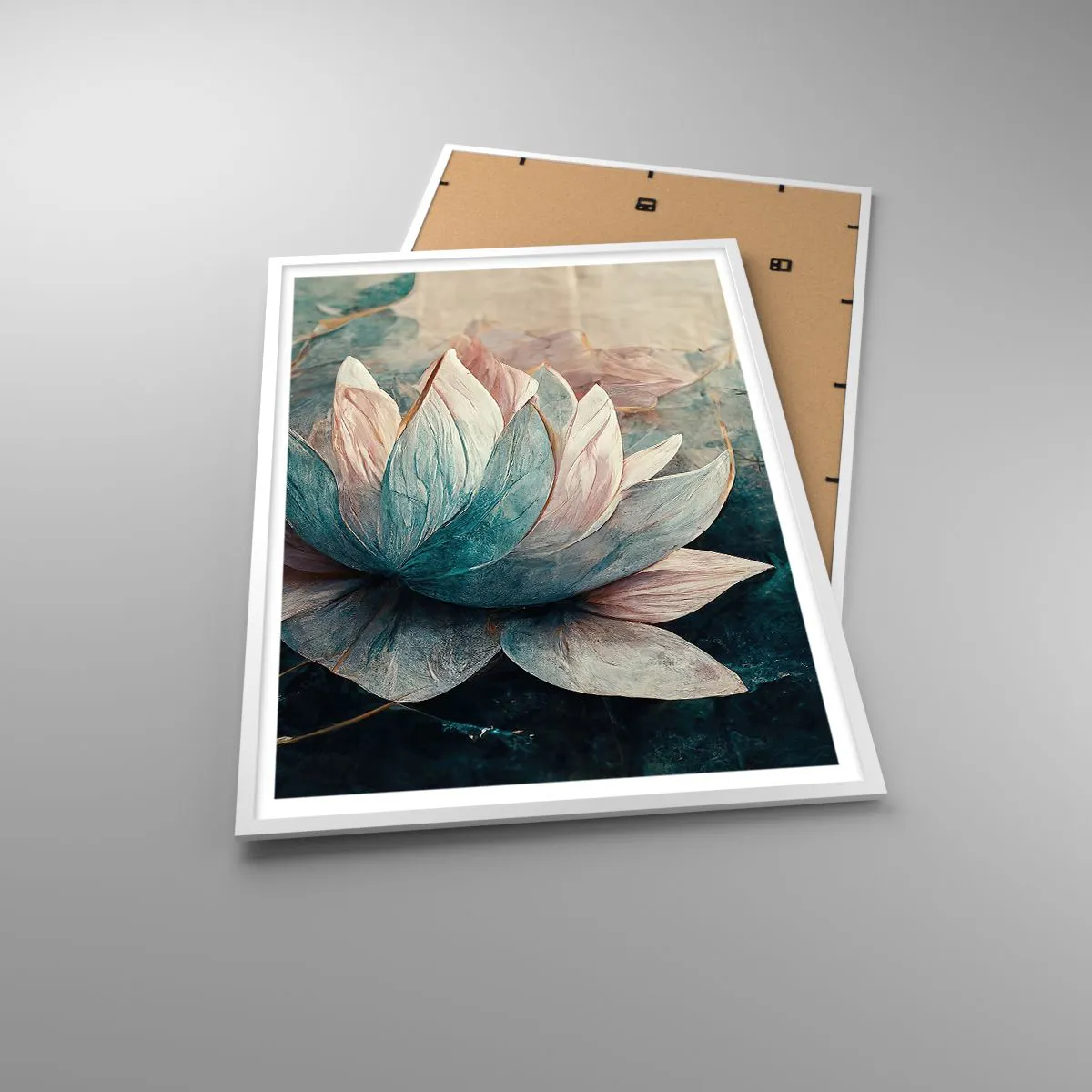 Plagát v bielom ráme - Hviezdy a jazero - 70x100 cm