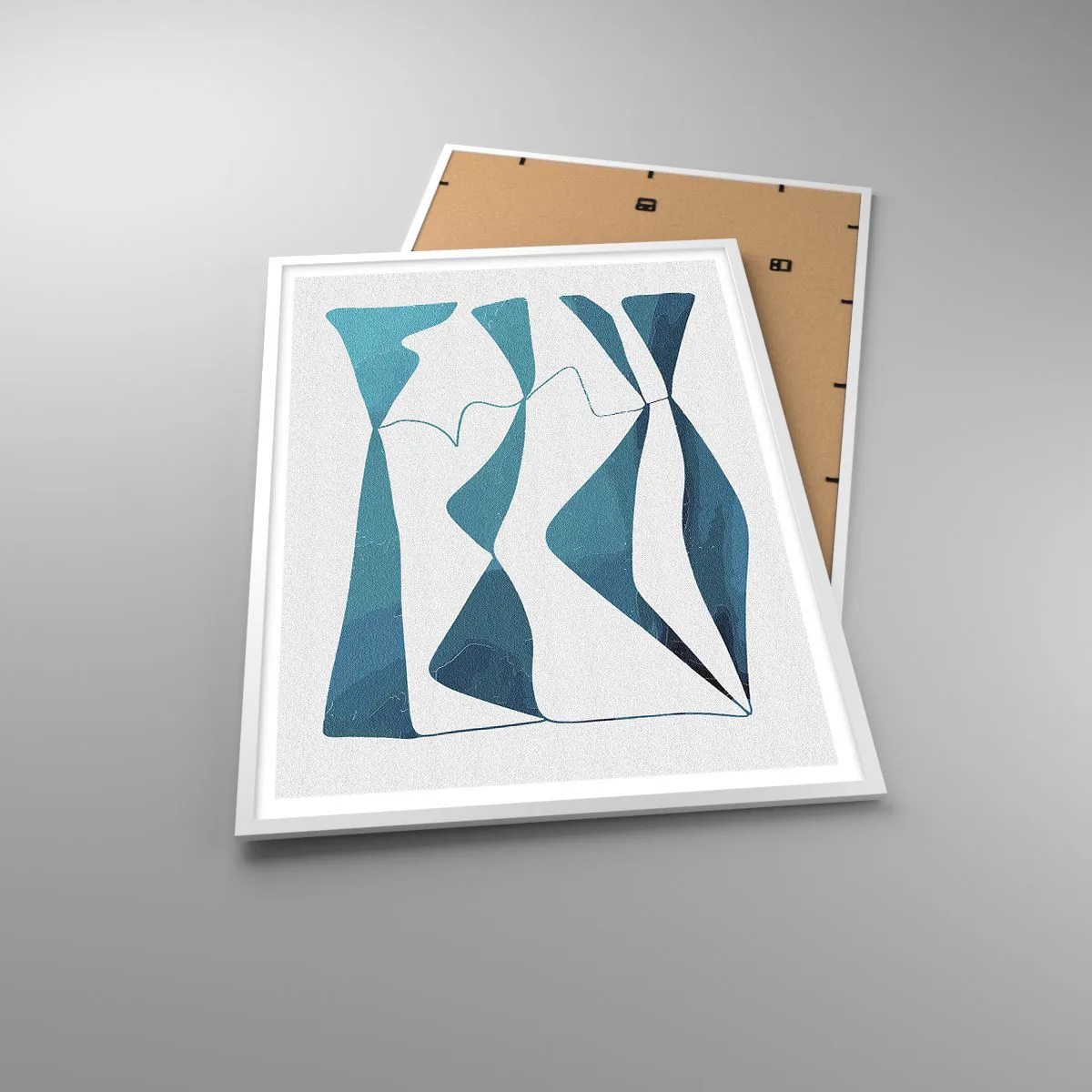 Affiche dans un cadre blanc - Poster - Abstraction : composé turquoise - 70x100 cm
