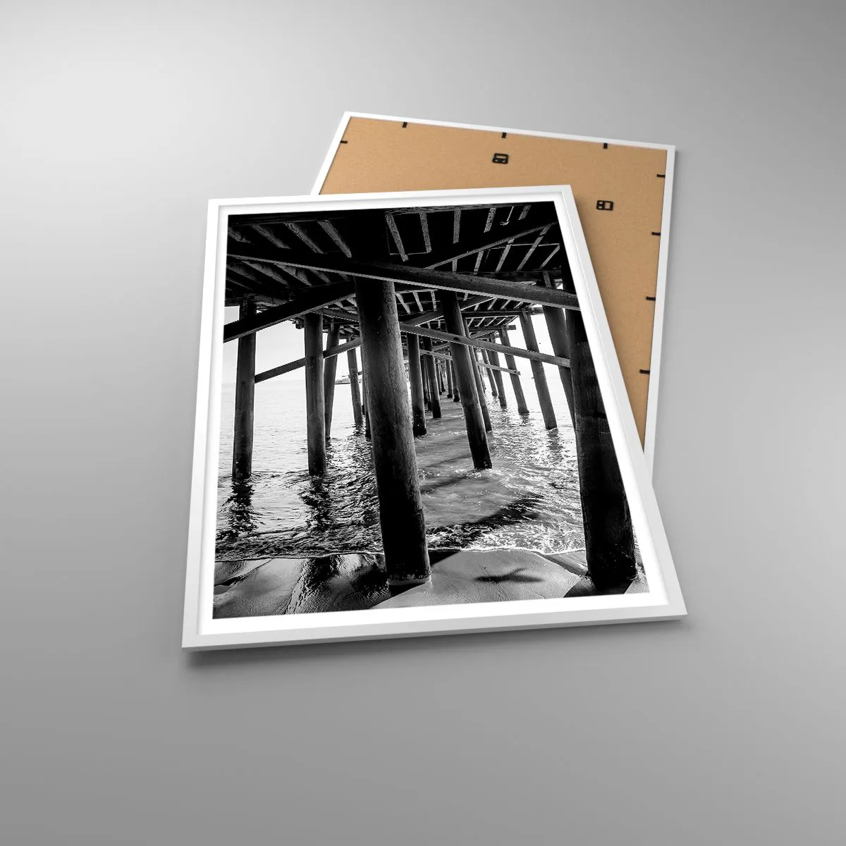 Plagát v bielom ráme - Úkryt na pláži - 70x100 cm