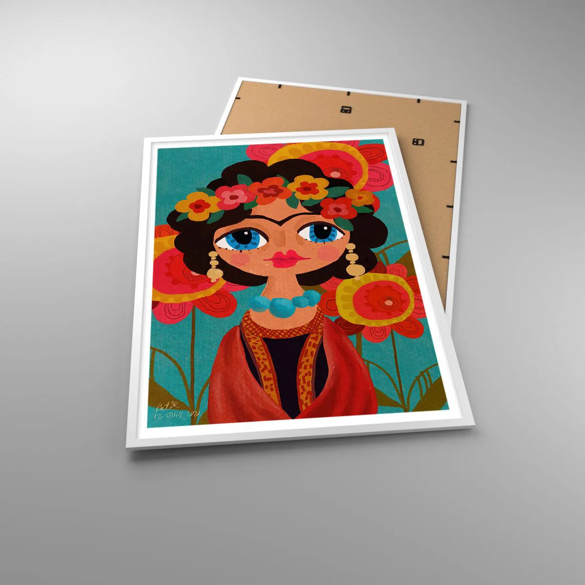 Affisch i vit ram - Vallmojungfru - 70x100 cm