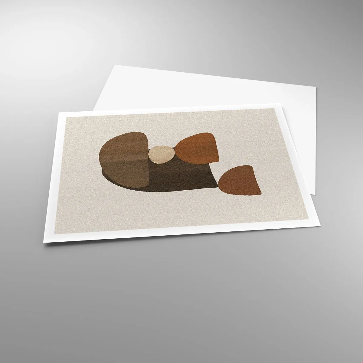 Poster - Abstrakte Komposition in Braun- und Beigetönen - 100x70cm - Komposition in Bronze - Moderne Wanddekoration für Wohnzimmer und Schlafzimmer ARTTOR