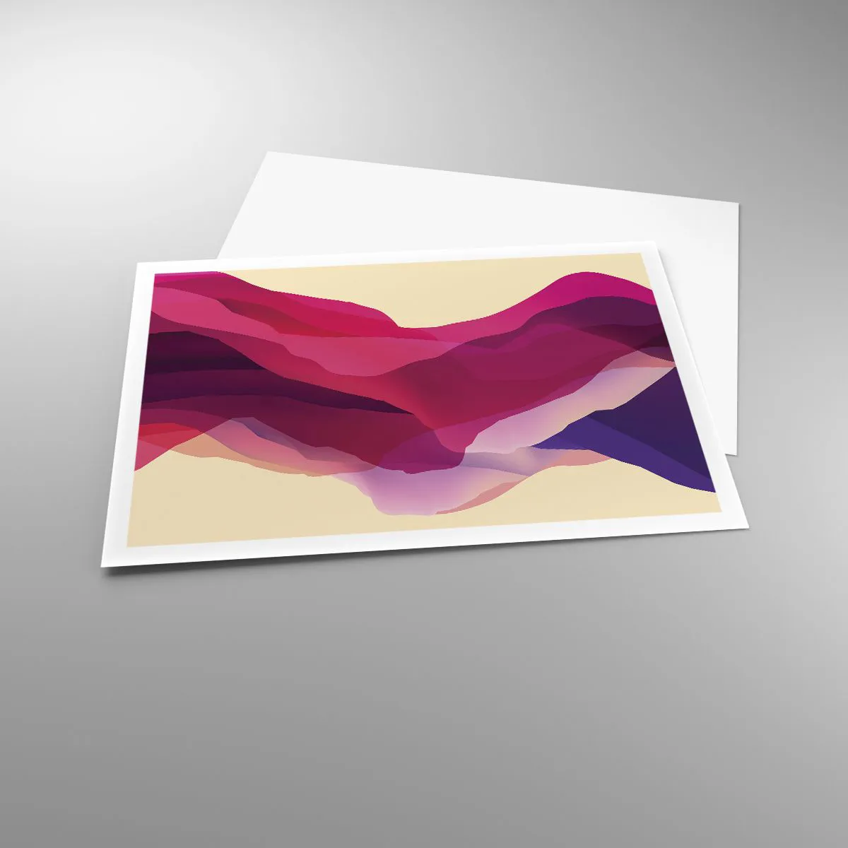 Plakat - Abstrakcyjne fale w odcieniach purpury i różu na jasnym tle - 100x70cm - Fale purpury - Nowoczesna dekoracja ścienna do salonu i sypialni ARTTOR