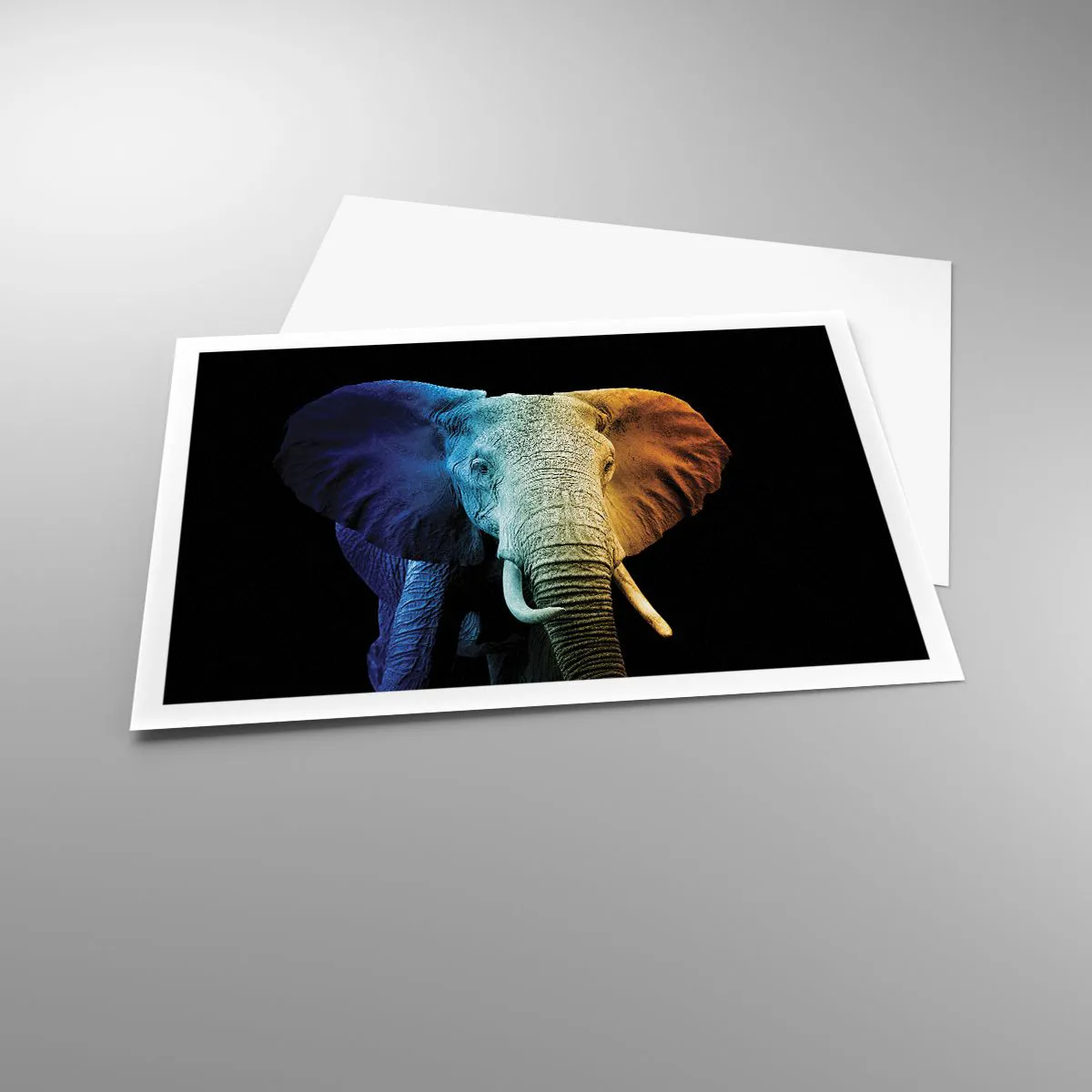 Póster - Retrato de elefante en colores del arco iris - 100x70cm - Excéntrico, no un bicho raro - Decoración de pared moderna para salón y dormitorio ARTTOR