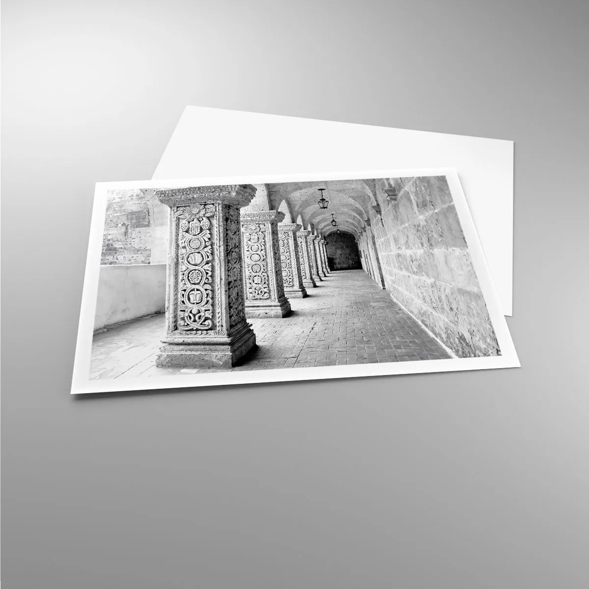 Affiche - Poster - Colonnes historiques dans une prise de vue monochrome - 100x70cm - Où cela mène-t-il…? - Décoration murale moderne pour le salon et la chambre ARTTOR