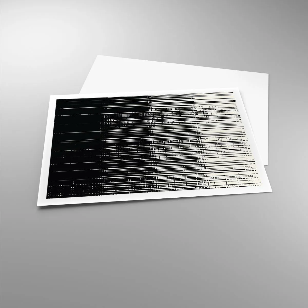 Affiche - Poster - Composition abstraite de lignes en noir et blanc contrastés - 100x70cm - Ondes et vibrations - Décoration murale moderne pour le salon et la chambre ARTTOR
