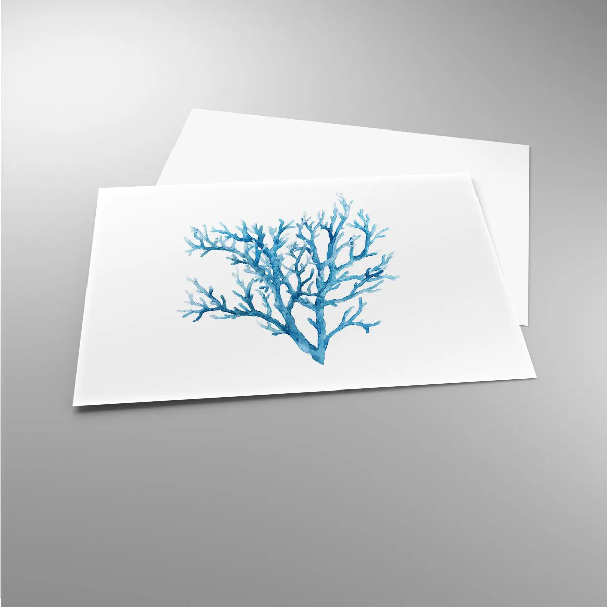 Poster - Corallo blu su sfondo bianco con un tocco minimalista - 100x70cm - Filigrana marina - Decorazione murale moderna per soggiorno e camera da letto ARTTOR