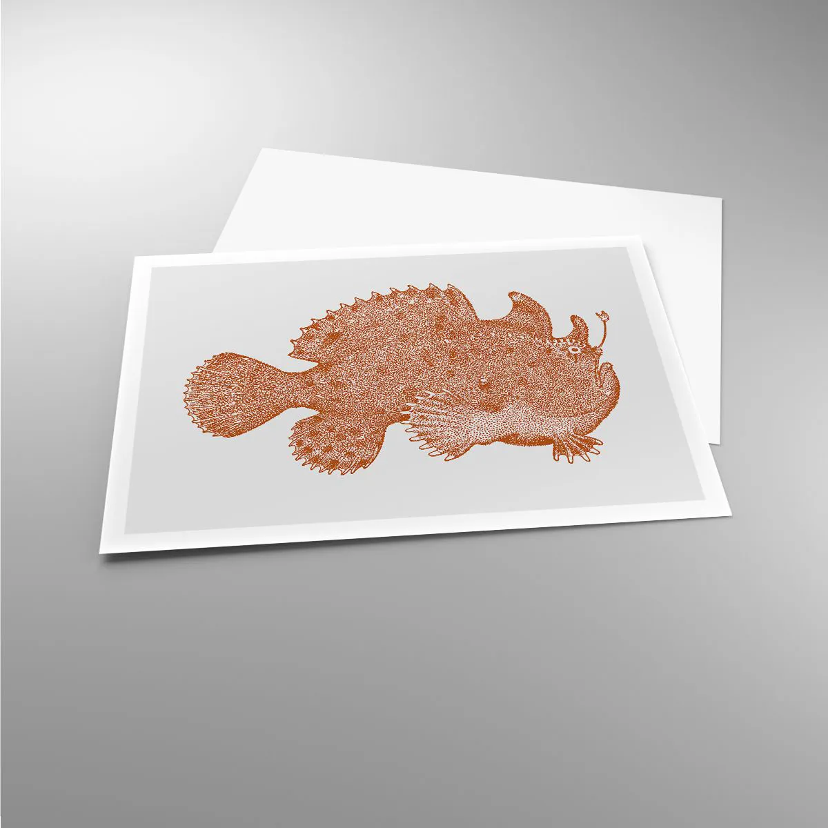 Affiche - Poster - Dessin détaillé d'un poisson cuivré sur fond blanc - 100x70cm - Et pourtant un poisson - Décoration murale moderne pour le salon et la chambre ARTTOR