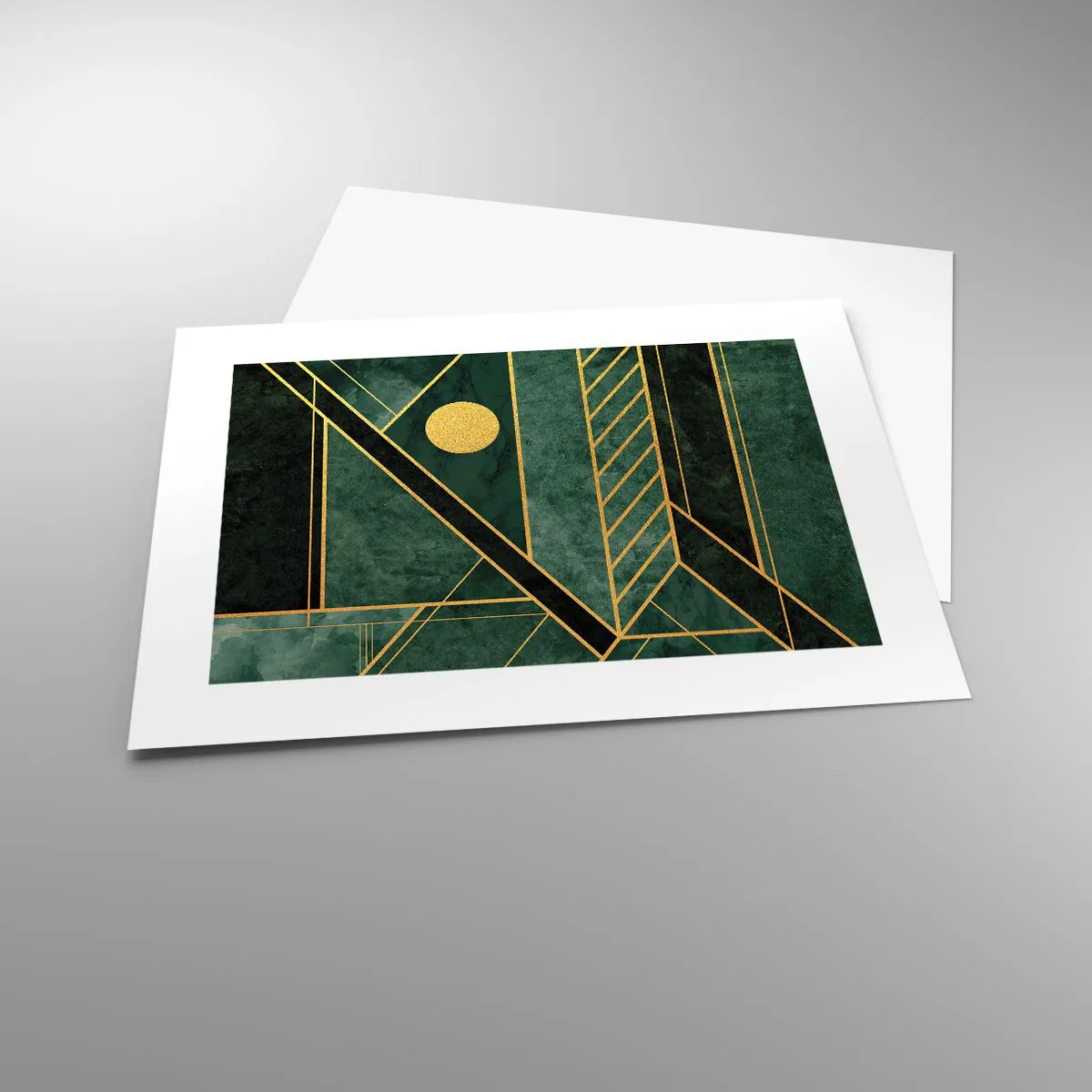 Plakat - Dynamikken i guld og azurblå - 40x30 cm