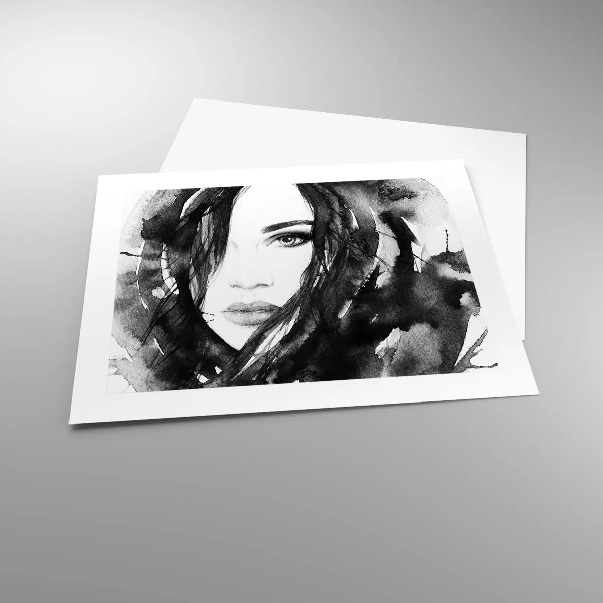 Poster - Portriat of a Lady in Black and White - 50x40 cm