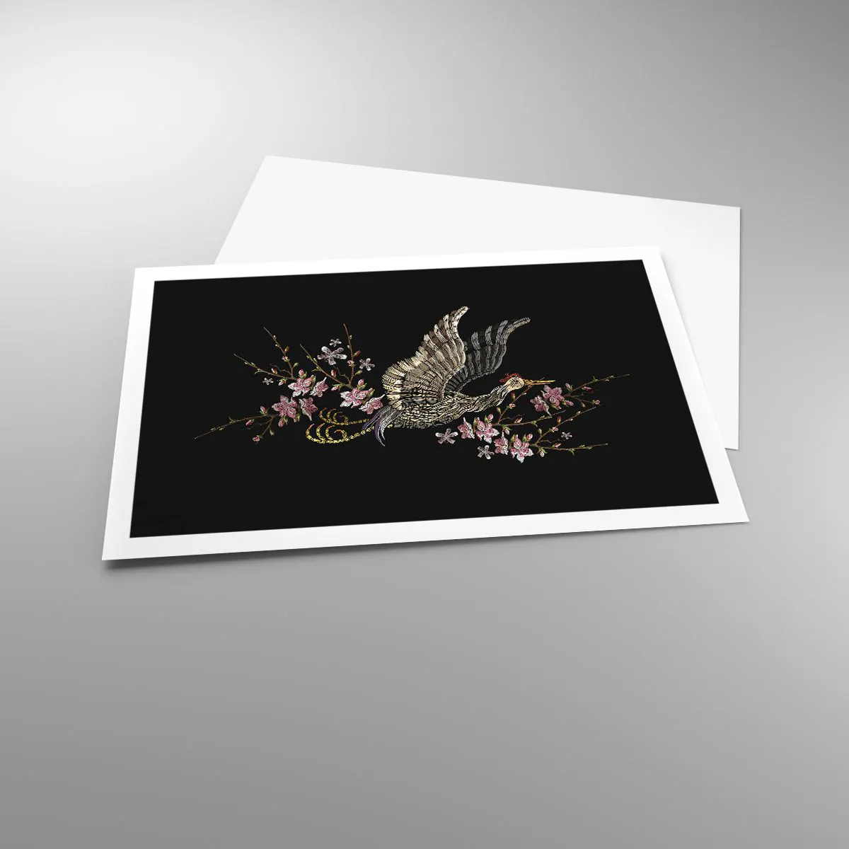 Affiche - Poster - Oiseau brodé exotique - 91x61 cm