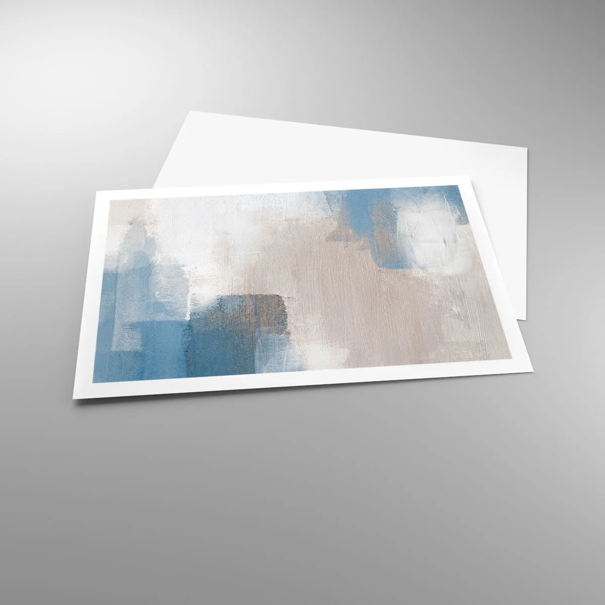 Poster - Pink Abstract with a Blue Curtain - 91x61 cm