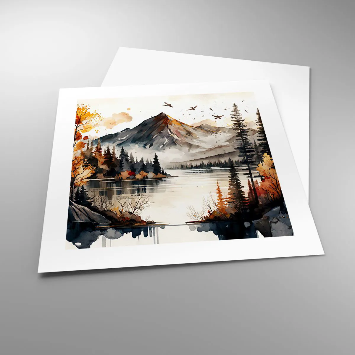 Plakát - Zlatý podzim na horách - 40x40 cm