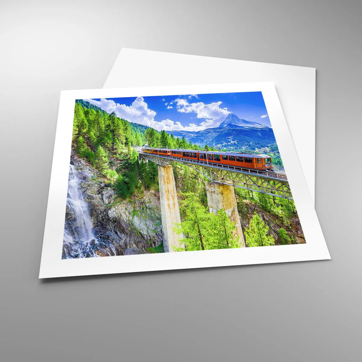 Poster - Train Through the Alps - 50x50 cm