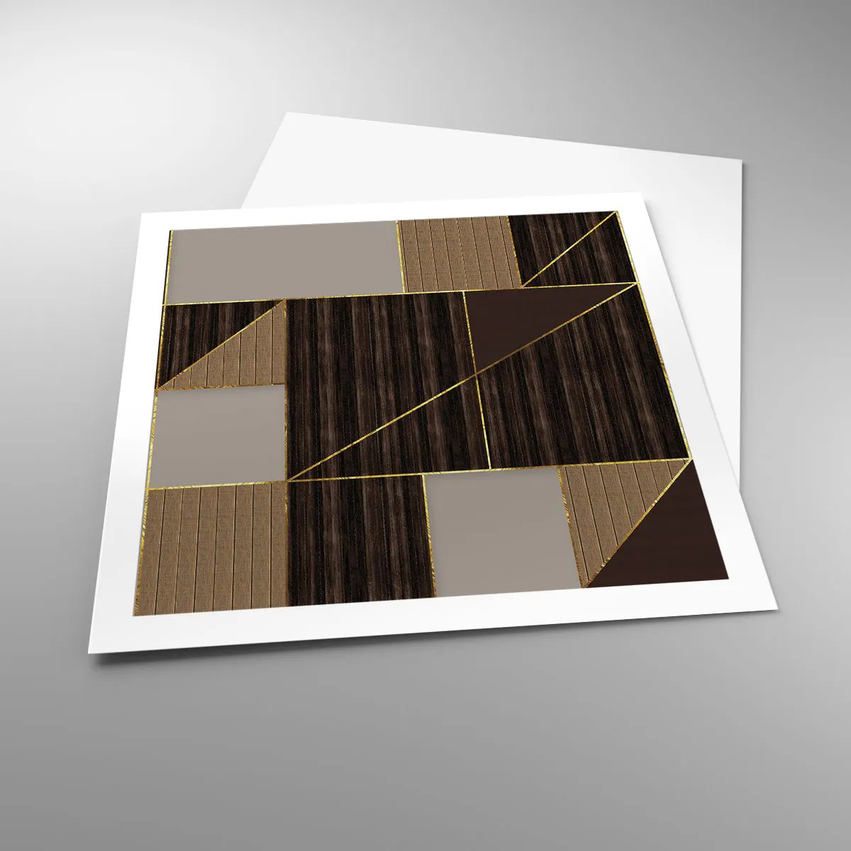 Poster - Mosaic of Brown and Gold - 60x60 cm