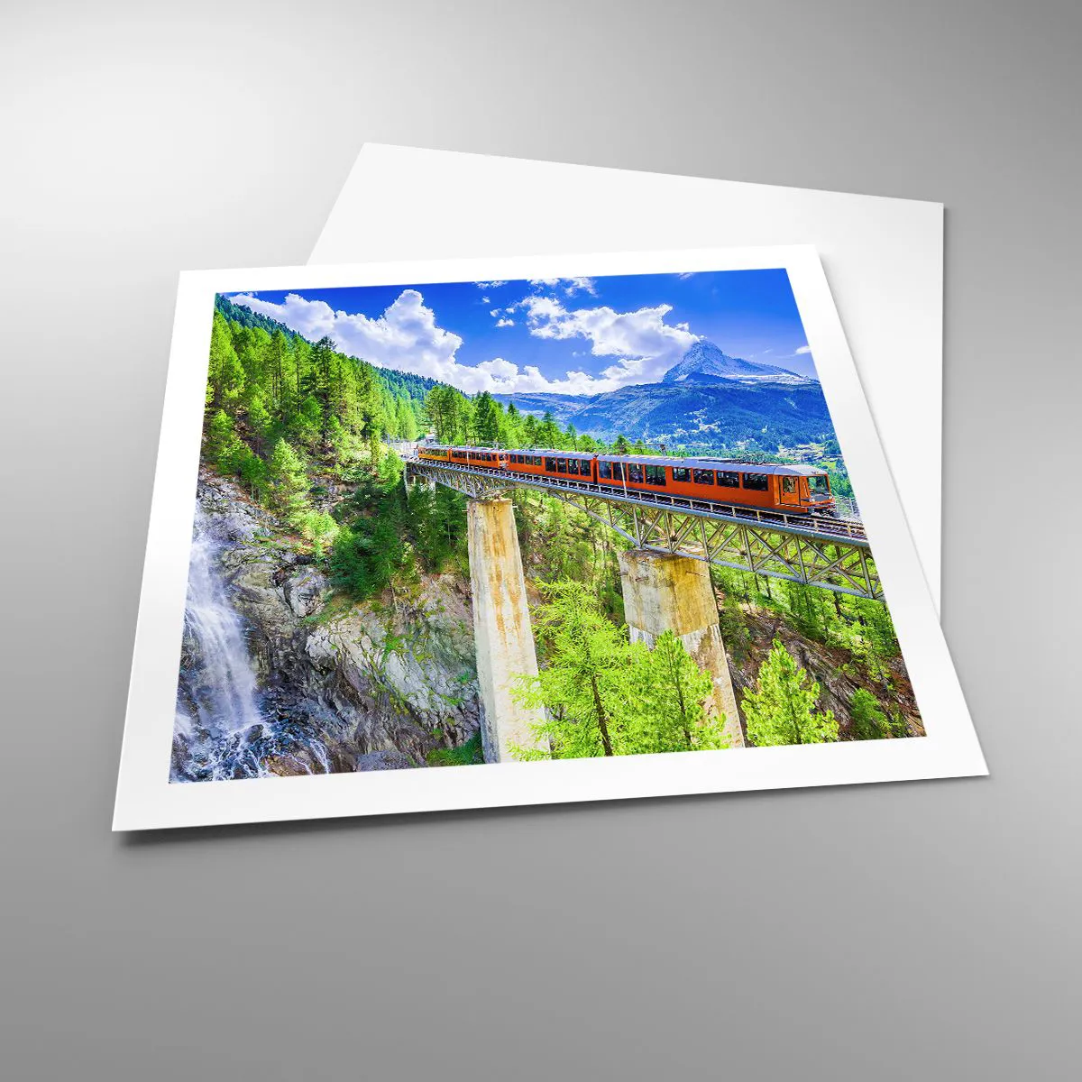 Poster - Train Through the Alps - 60x60 cm