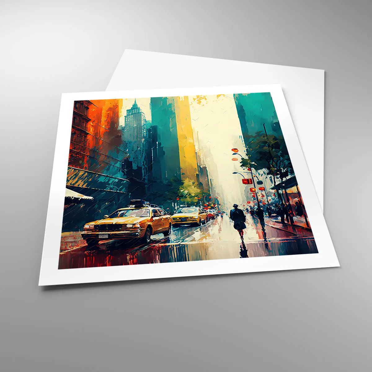 Affisch - New York - här är till och med regnet färgstarkt - 60x60 cm