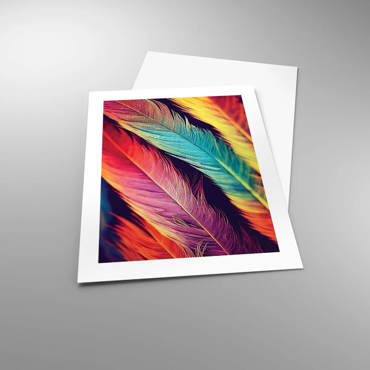 Affisch - Fjäderlik regnbåge - 40x50 cm