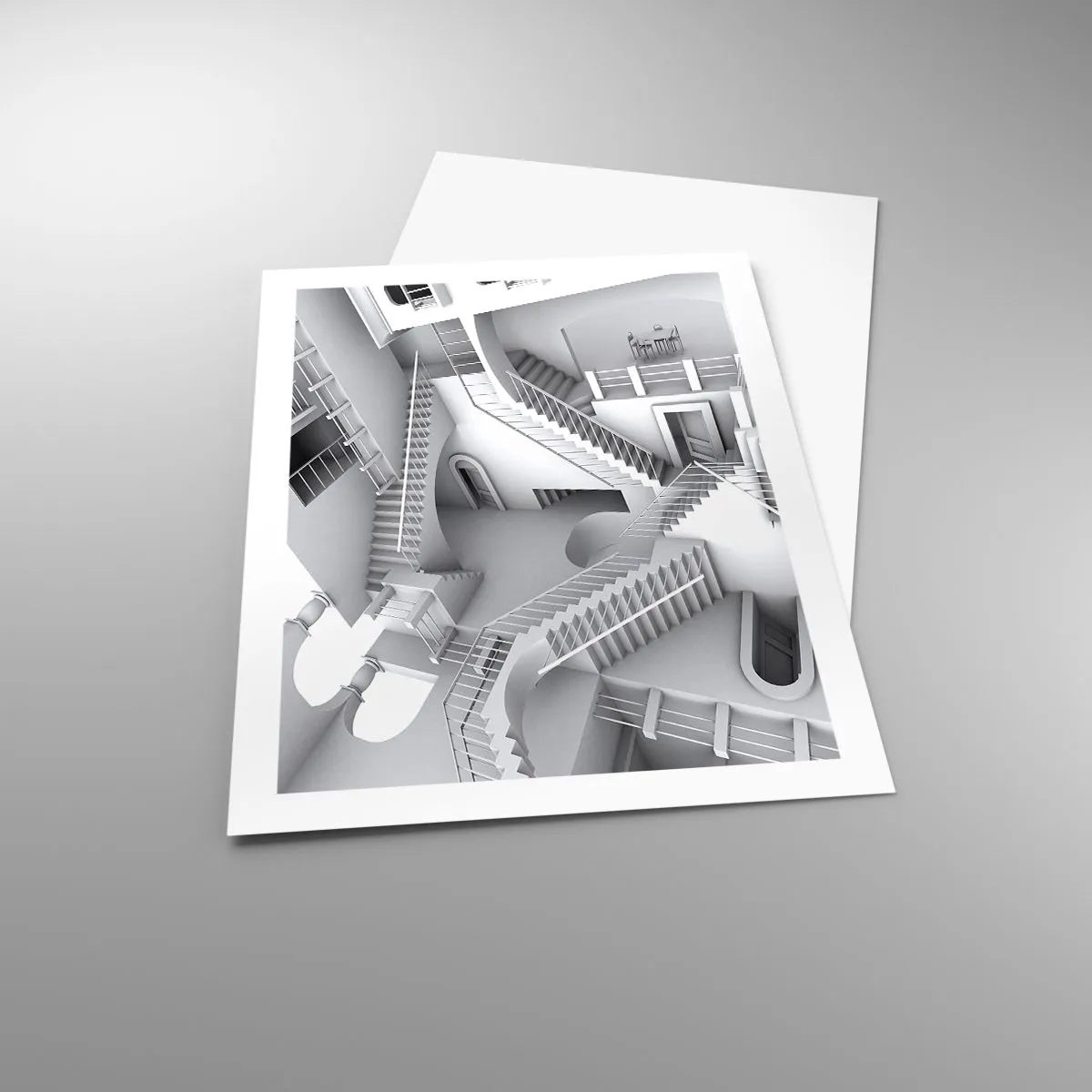 Poster - Illusionäre Treppen in einem surrealen Raum - 50x70cm - Die Paradoxien des Weltraums - Moderne Wanddekoration für Wohnzimmer und Schlafzimmer ARTTOR
