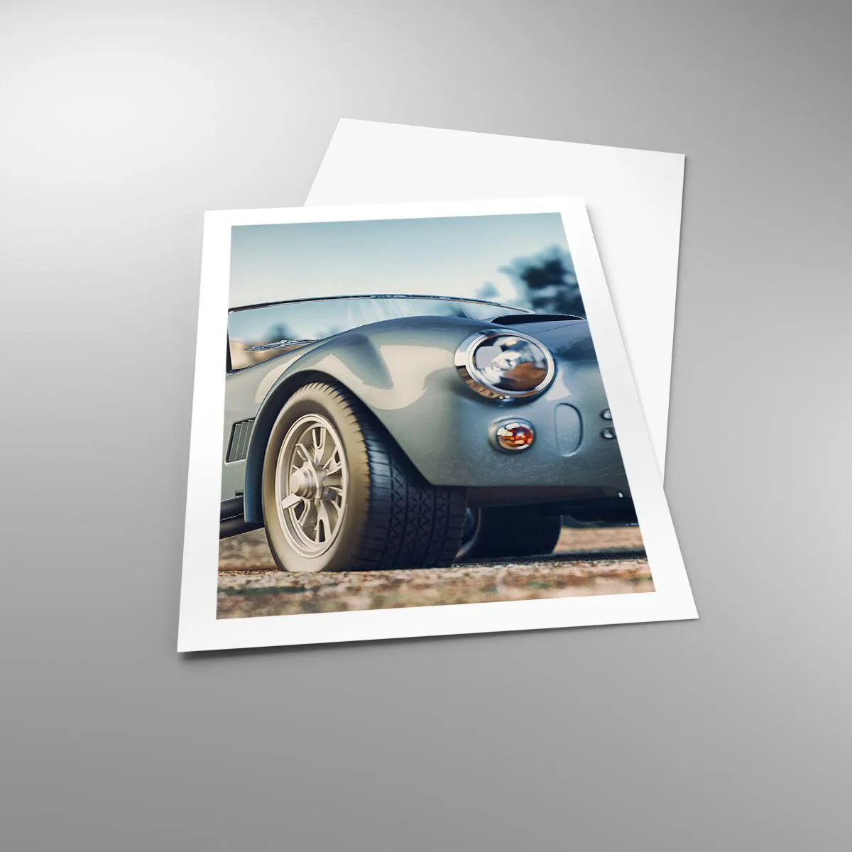 Poster - Ein klassisches Retro-Auto vor einem unscharfen Hintergrund - 50x70cm - Denn Stil zählt - Moderne Wanddekoration für Wohnzimmer und Schlafzimmer ARTTOR