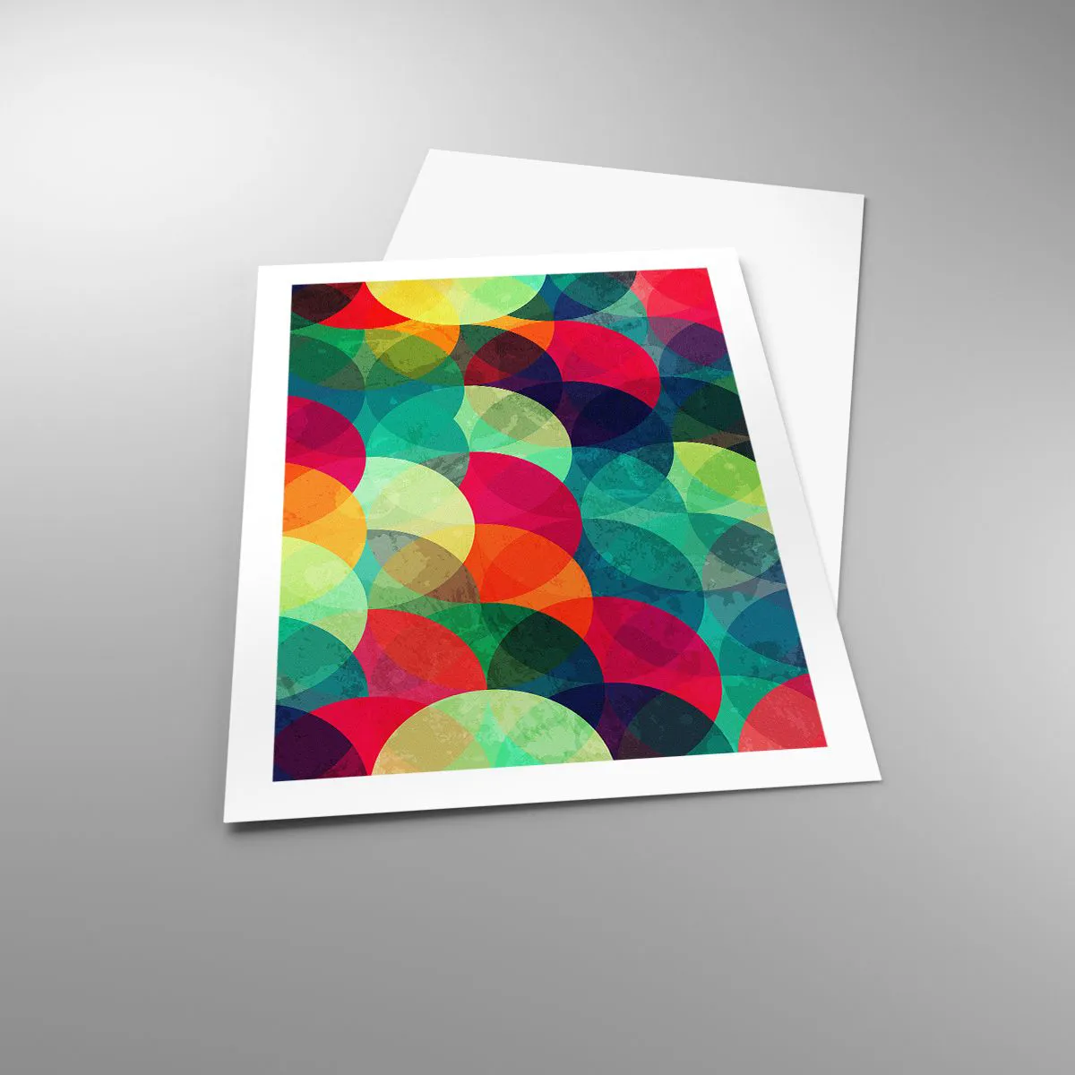 Póster - Círculos abstractos y coloridos superpuestos entre sí. - 50x70cm - Ascensión circular - Decoración de pared moderna para salón y dormitorio ARTTOR