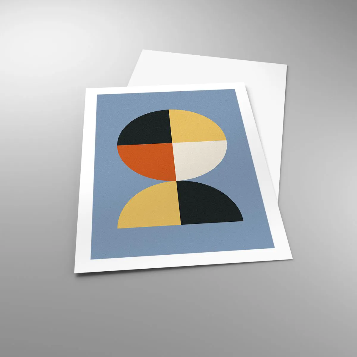 Poster - Motivo geometrico a forma di cerchio e semicerchio su sfondo blu - 50x70cm - Guarda e conta - Decorazione murale moderna per soggiorno e camera da letto ARTTOR