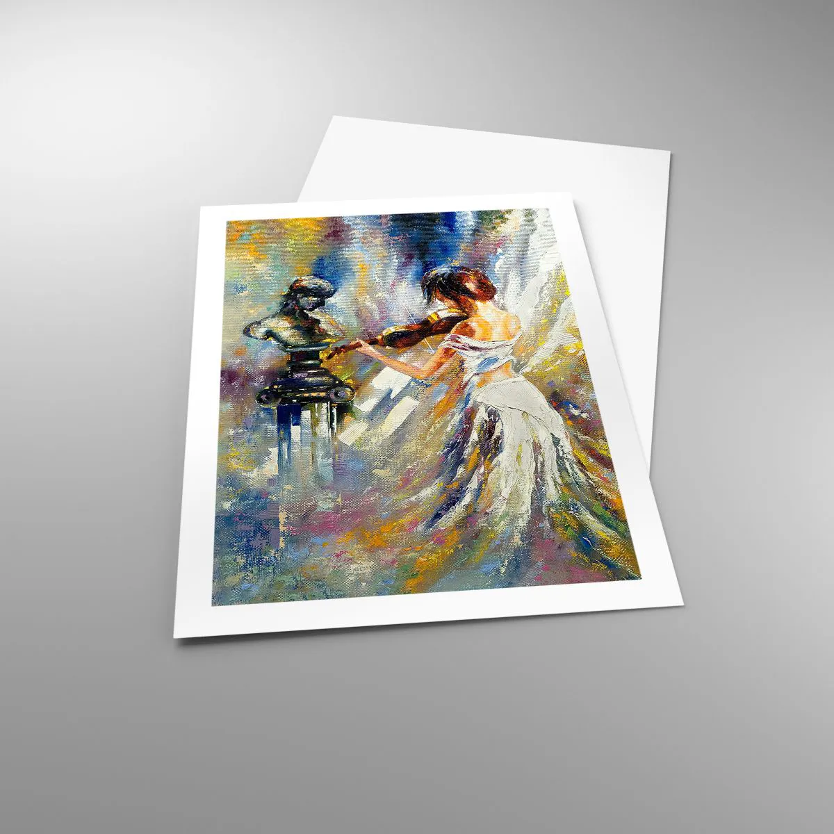 Póster - Escena abstracta de una mujer tocando el violín. - 50x70cm - Revivir con sentimiento - Decoración de pared moderna para salón y dormitorio ARTTOR