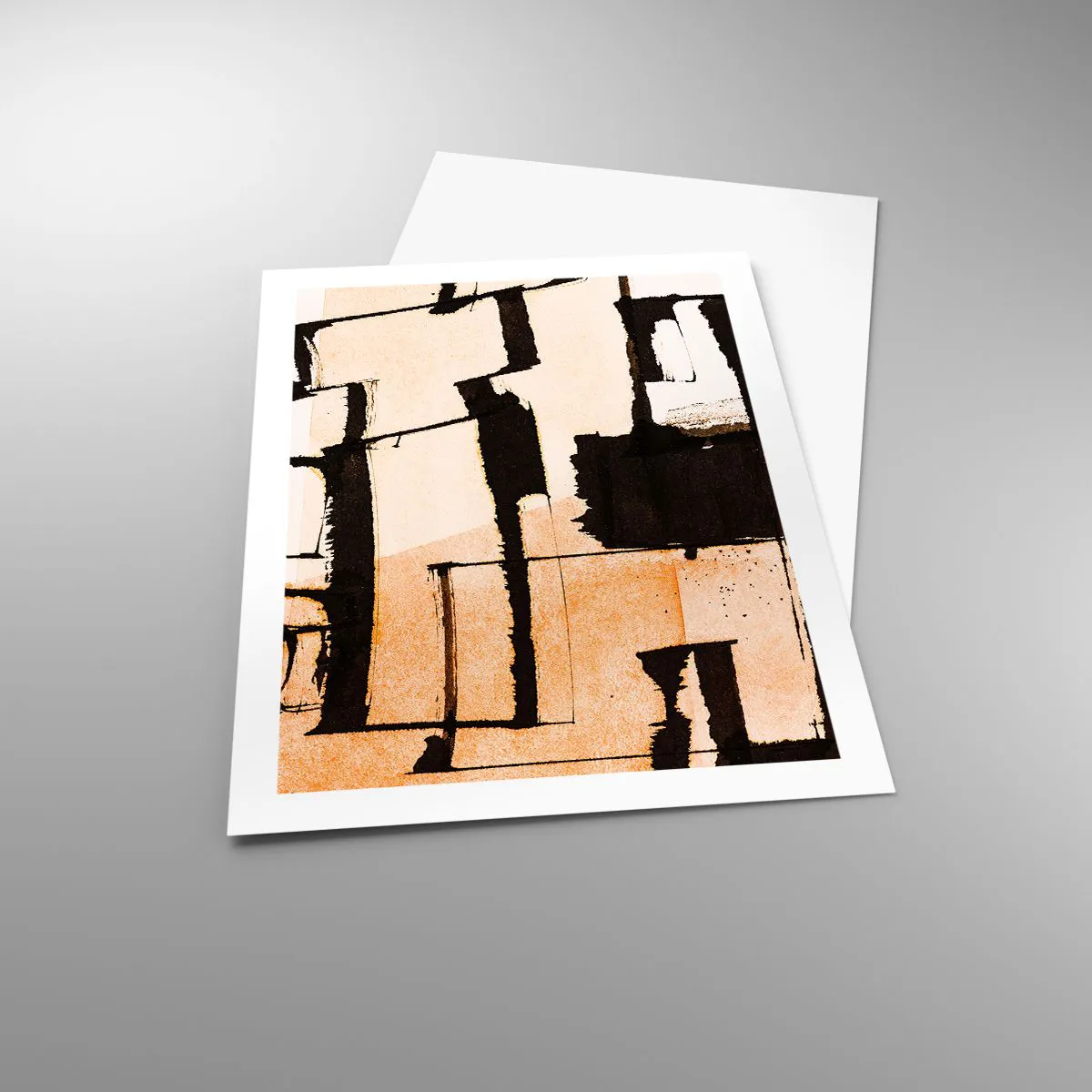 Poster - Una composizione astratta di forme geometriche nelle tonalità del beige e del nero. - 50x70cm - Comunque in ordine - Decorazione murale moderna per soggiorno e camera da letto ARTTOR