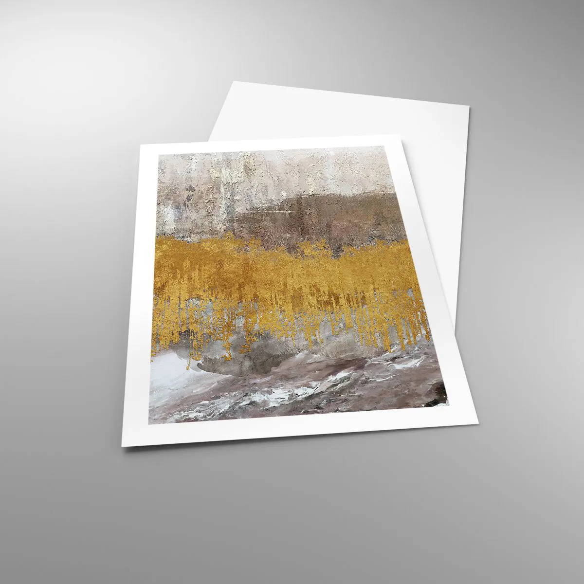 Affiche - Poster - Texture abstraite en or et beige avec un effet de profondeur - 50x70cm - Une explosion d'or - Décoration murale moderne pour le salon et la chambre ARTTOR