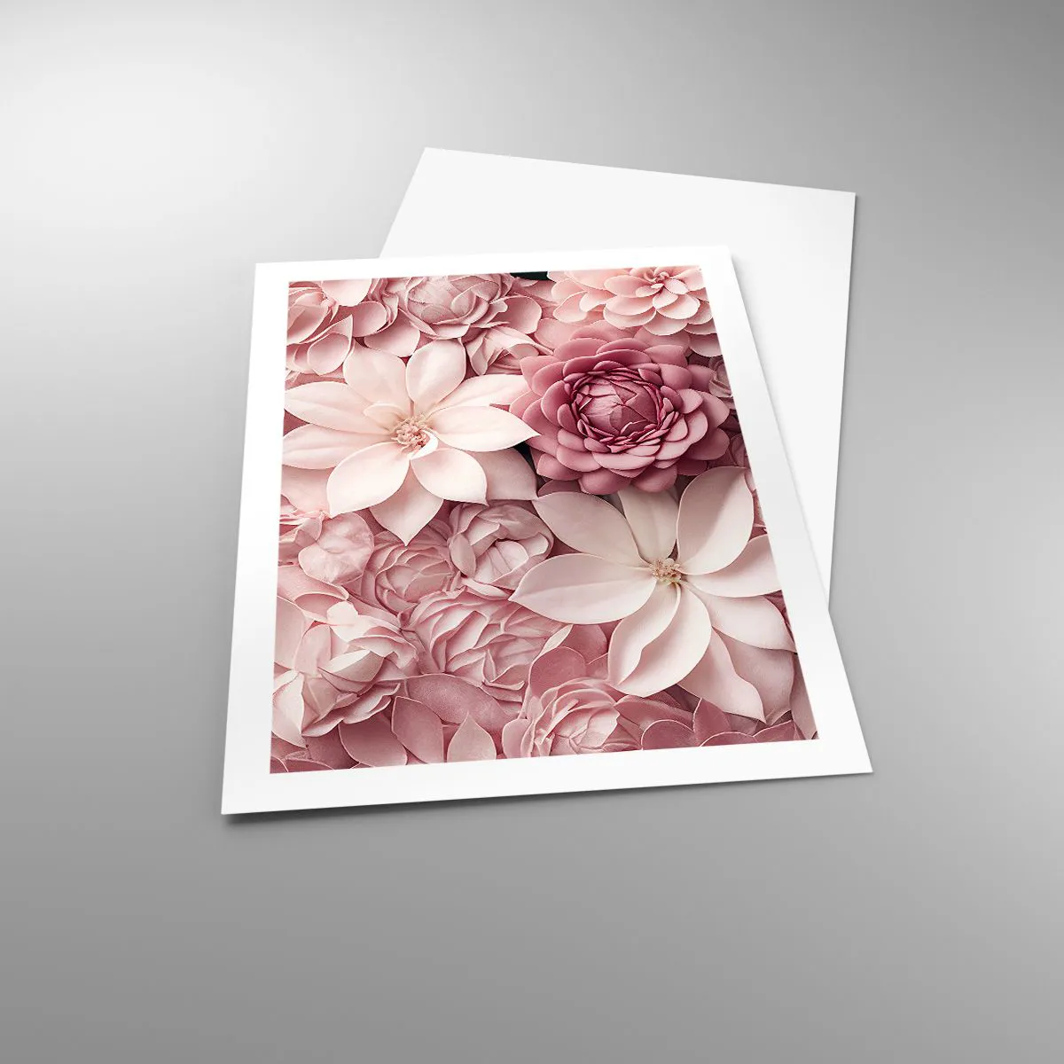 Poster - Rosa Blüten in einer eleganten Komposition - 50x70cm - In rosa Blütenblättern - Moderne Wanddekoration für Wohnzimmer und Schlafzimmer ARTTOR