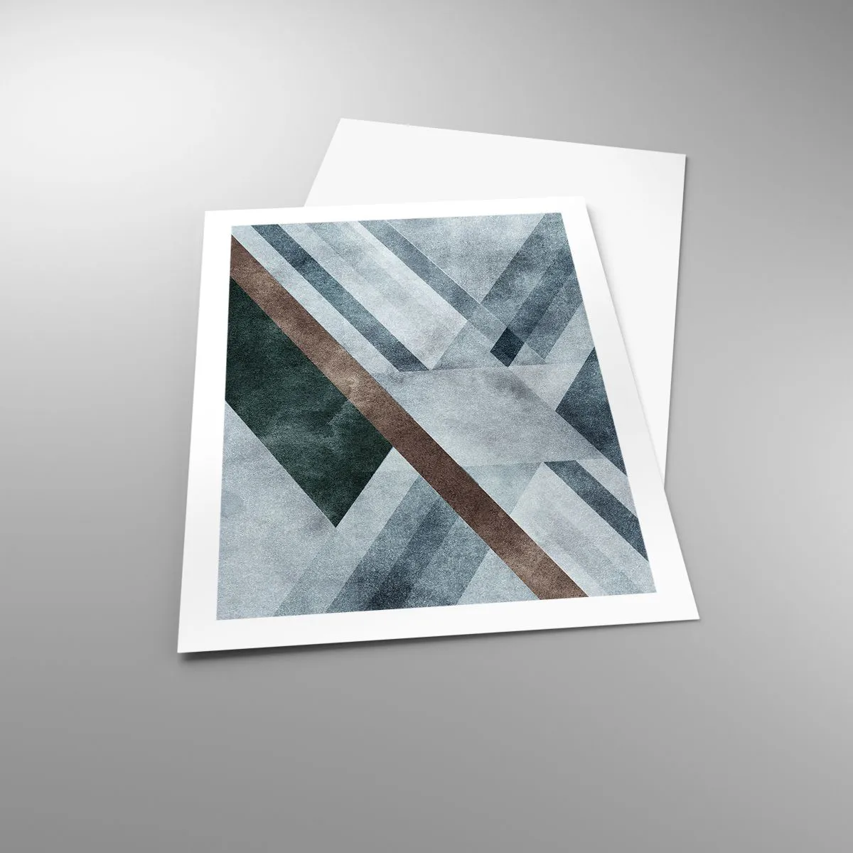 Poster - Geometrische Komposition in Blau- und Brauntönen - 50x70cm - Anspruchsvolle Eleganz der Geometrie - Moderne Wanddekoration für Wohnzimmer und Schlafzimmer ARTTOR