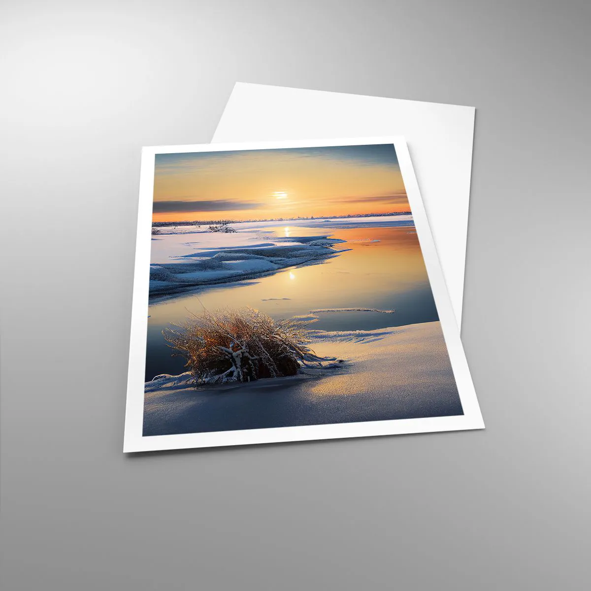 Poster - Apus de soare pe timp de iarnă - 70x100 cm