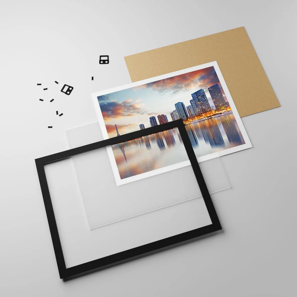 Affisch i svart ram - Paris monumentala lugn - 70x50 cm