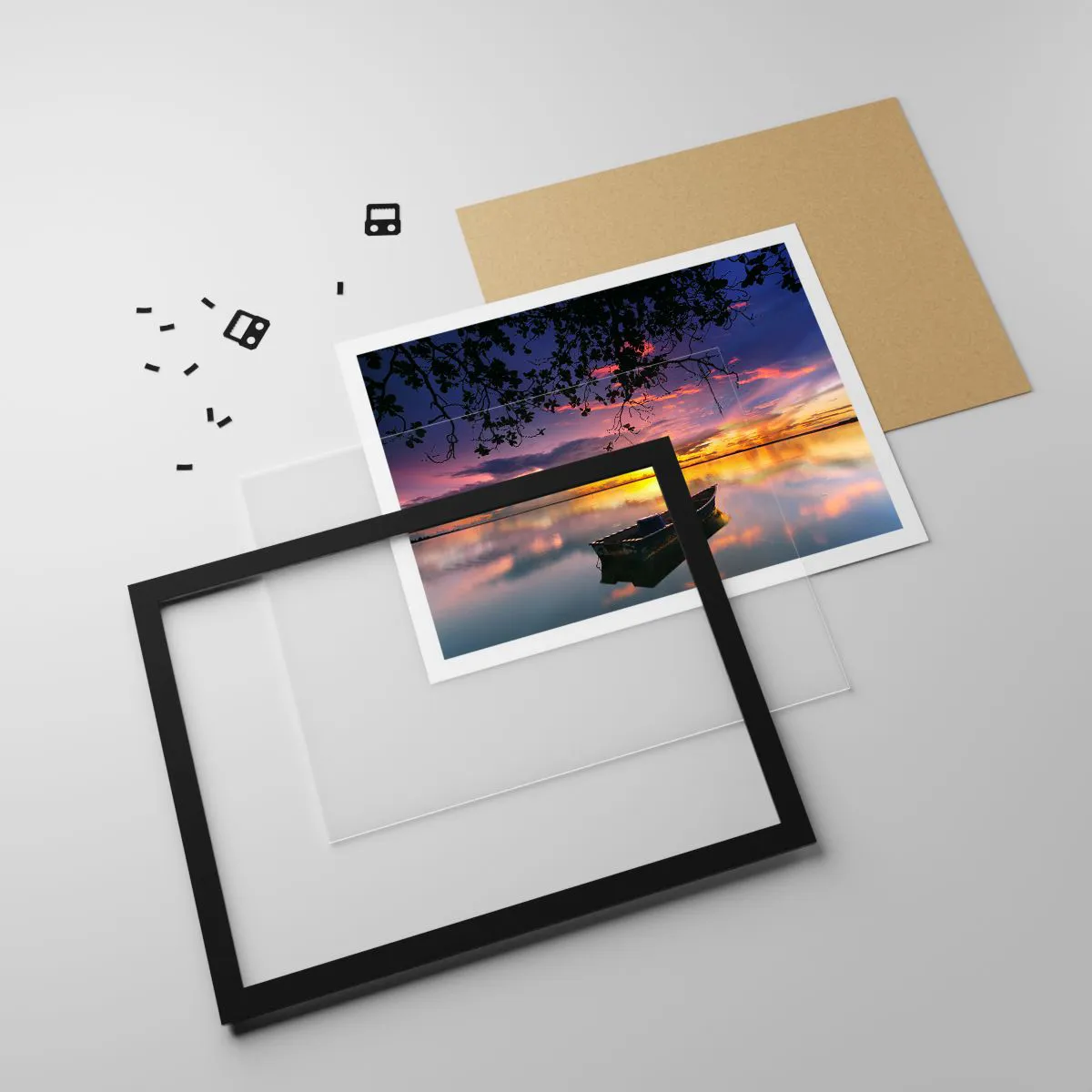 Poster in einem schwarzem Rahmen - Du scheinst mitten am Himmel zu hängen... - 91x61 cm