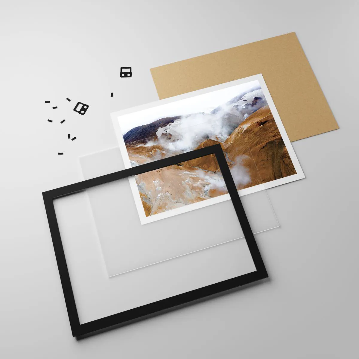 Plagát v čiernom ráme - Drsná krása Islandu - 91x61 cm