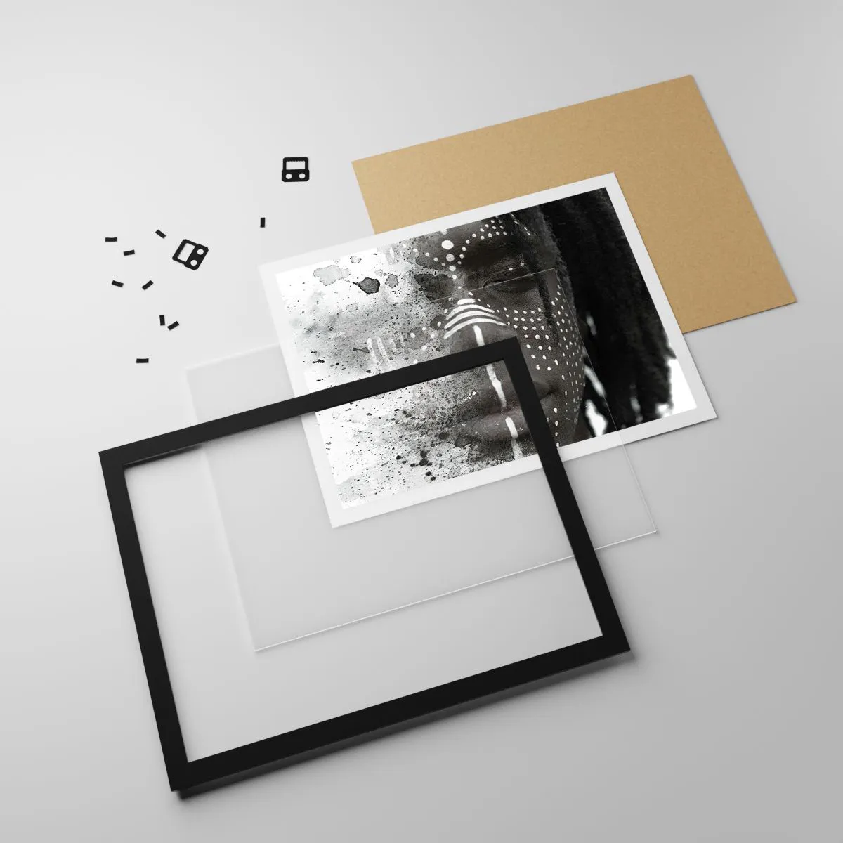 Poster in einem schwarzem Rahmen - Entdecke den Urgeist - 91x61 cm