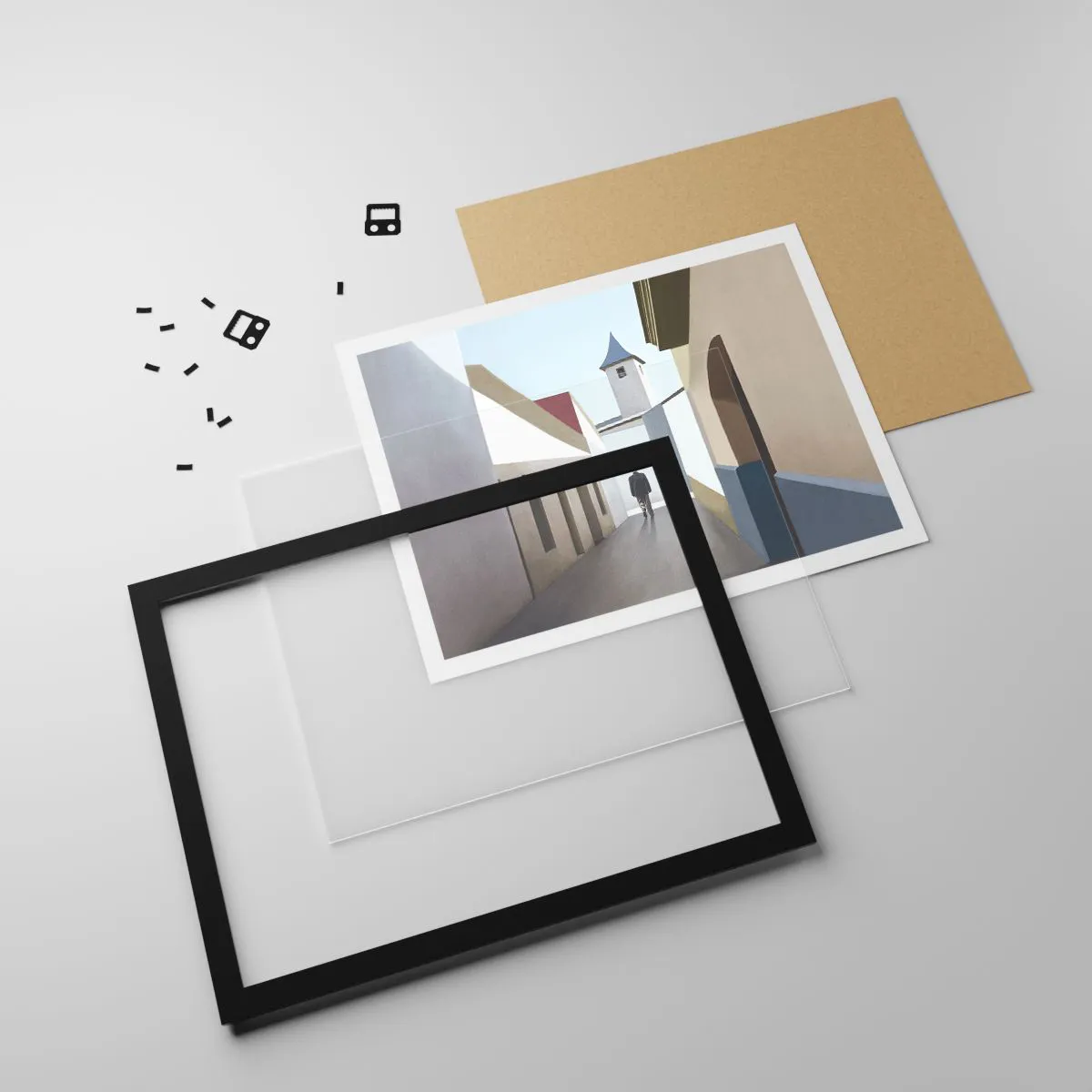 Affiche dans un cadre noir - Poster - Une promenade ensoleillée - 40x30 cm