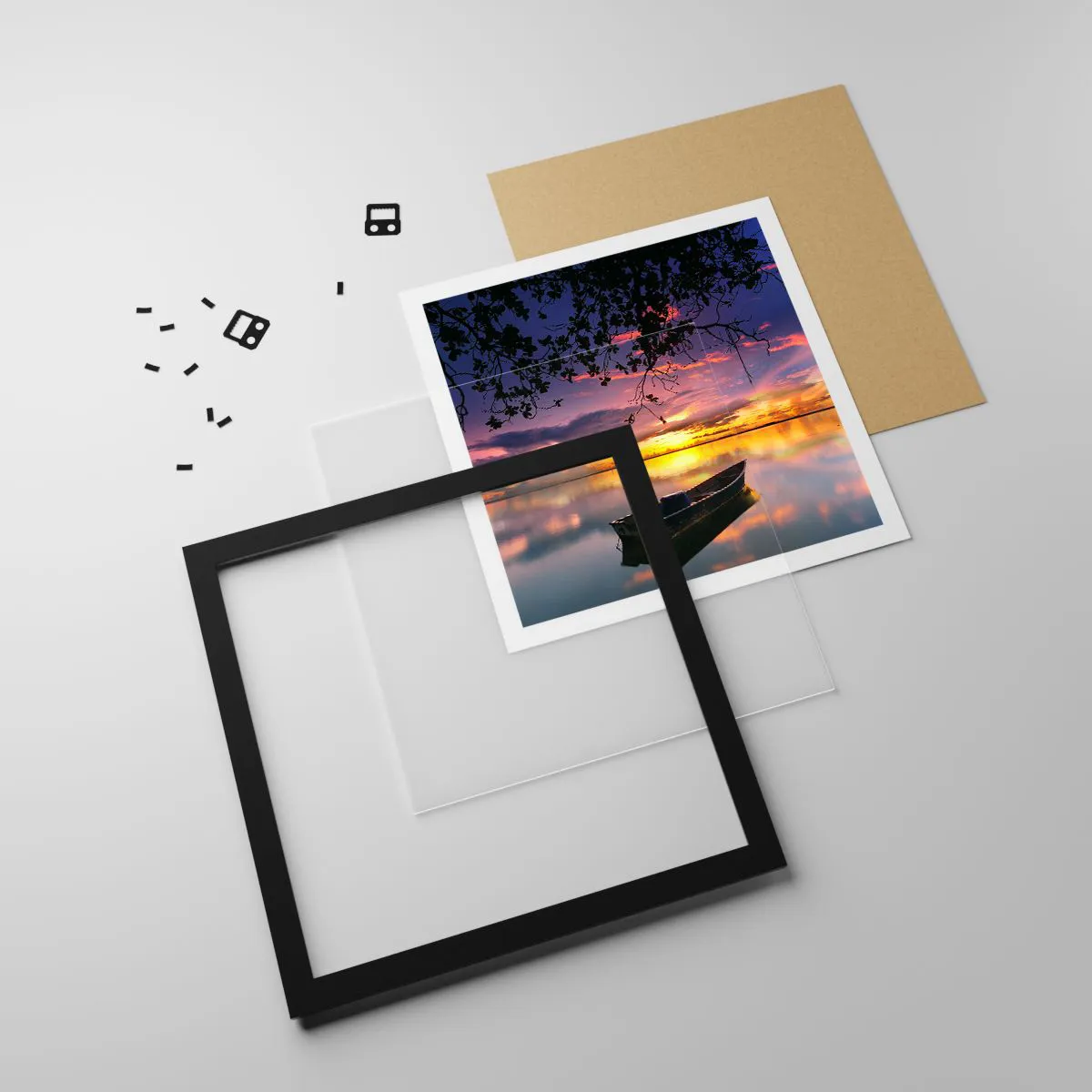 Plagát v čiernom ráme - „Zdá sa, že visíš uprostred neba…“ - 30x30 cm