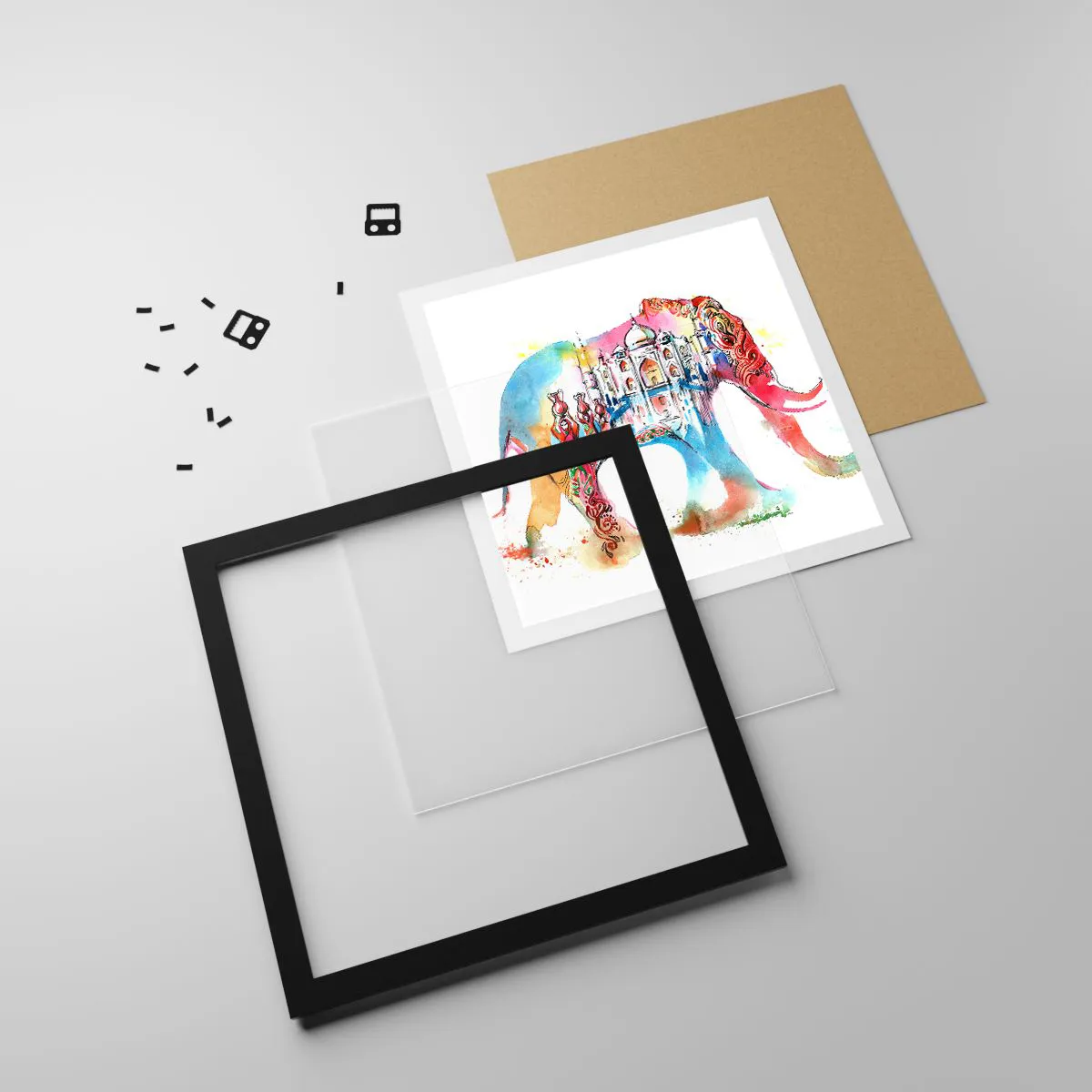 Affiche dans un cadre noir - Poster - Inde - l'aura de l'amour - 60x60 cm