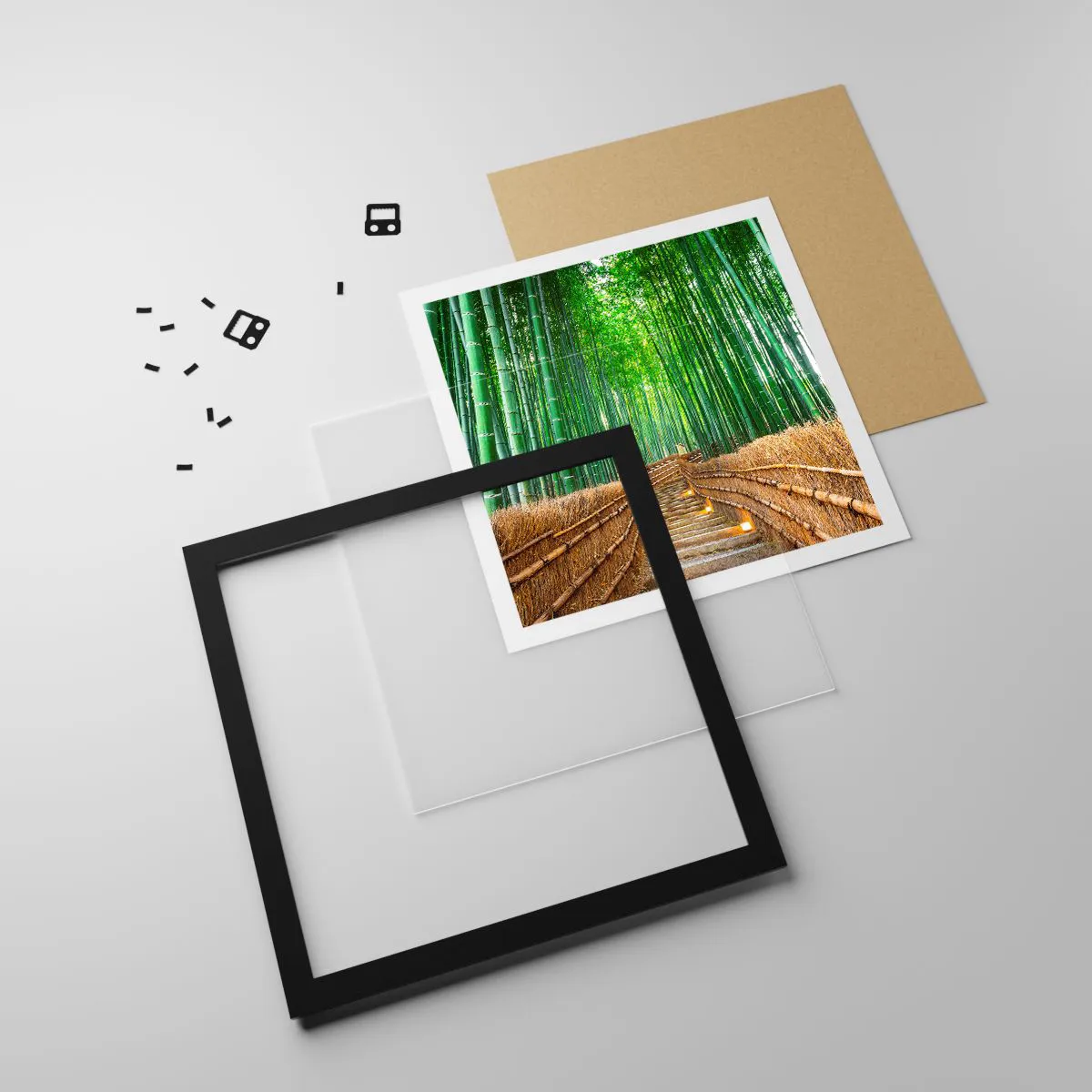 Poster in einem schwarzem Rahmen - Die Essenz der asiatischen Natur - 40x40 cm