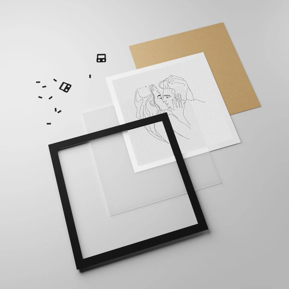 Poster in einem schwarzem Rahmen - Dieselbe Linie - 40x40 cm