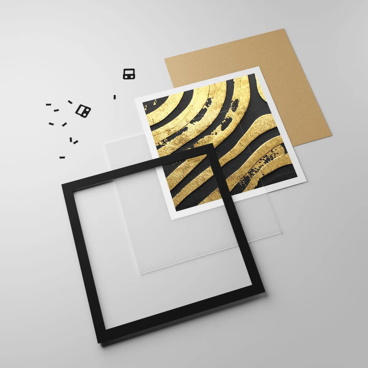 Póster en marco negro - Todo fluye - 60x60 cm