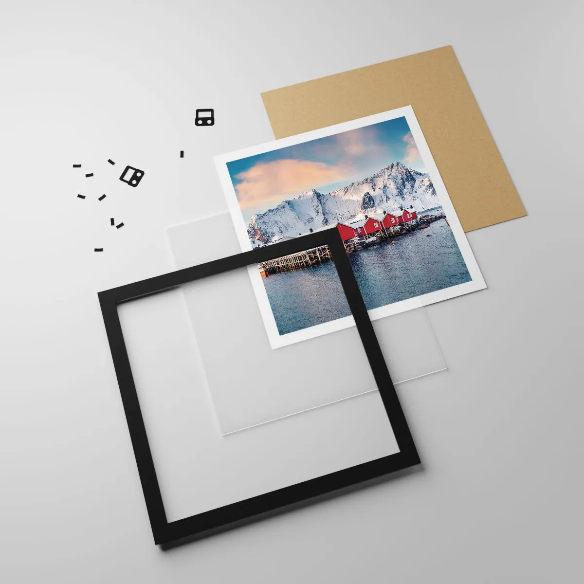 Affiche dans un cadre noir - Poster - Retraite dans le nord - 40x40 cm