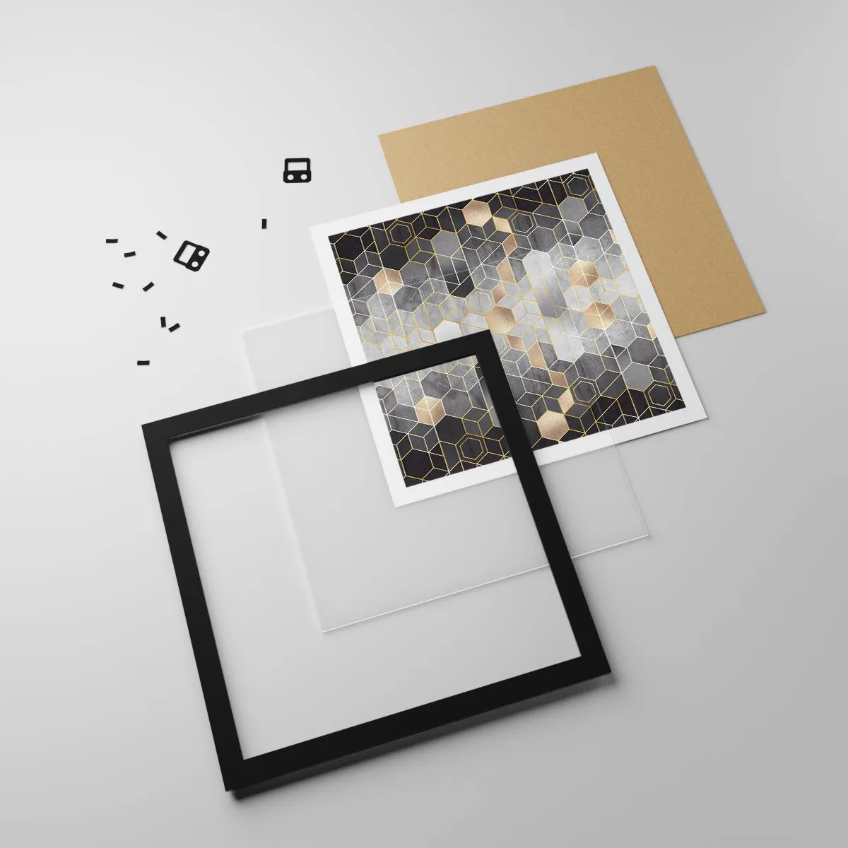 Plakát v černém rámu - Diamantová kompozice - 50x50 cm