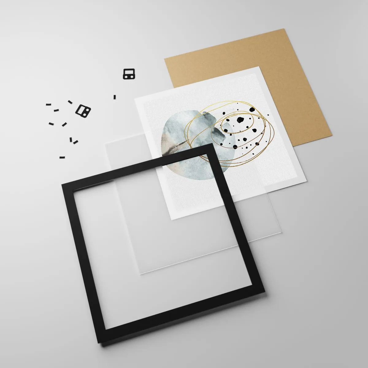 Poster in black frame - In the Embrace of Space - 30x30 cm