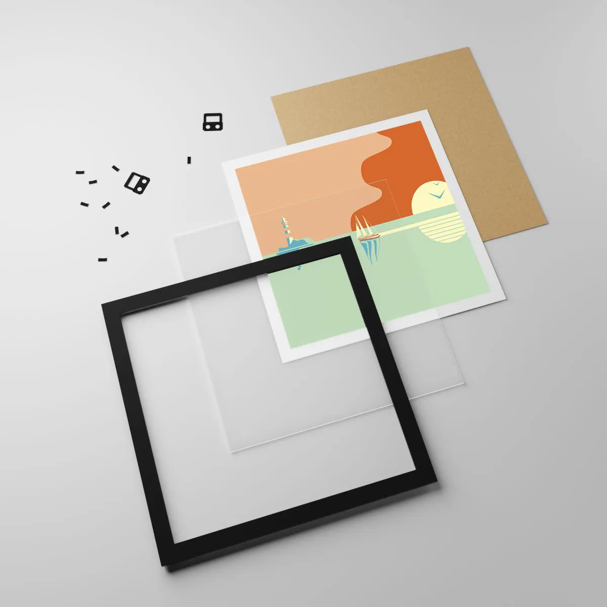 Plakat i sort ramme - Det perfekte havlandskab - 60x60 cm