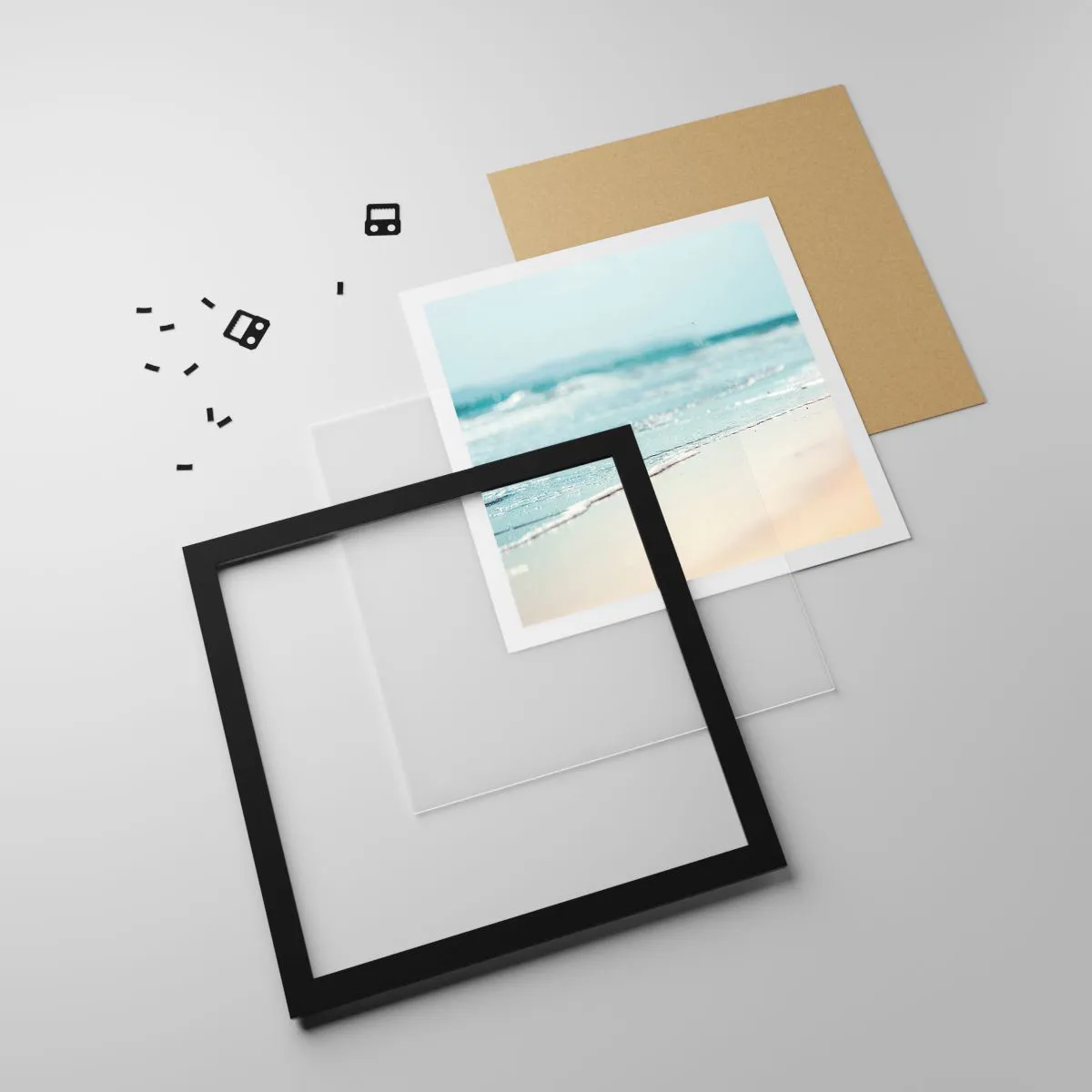 Pôster com moldura preta - Calor e ruído - 60x60 cm