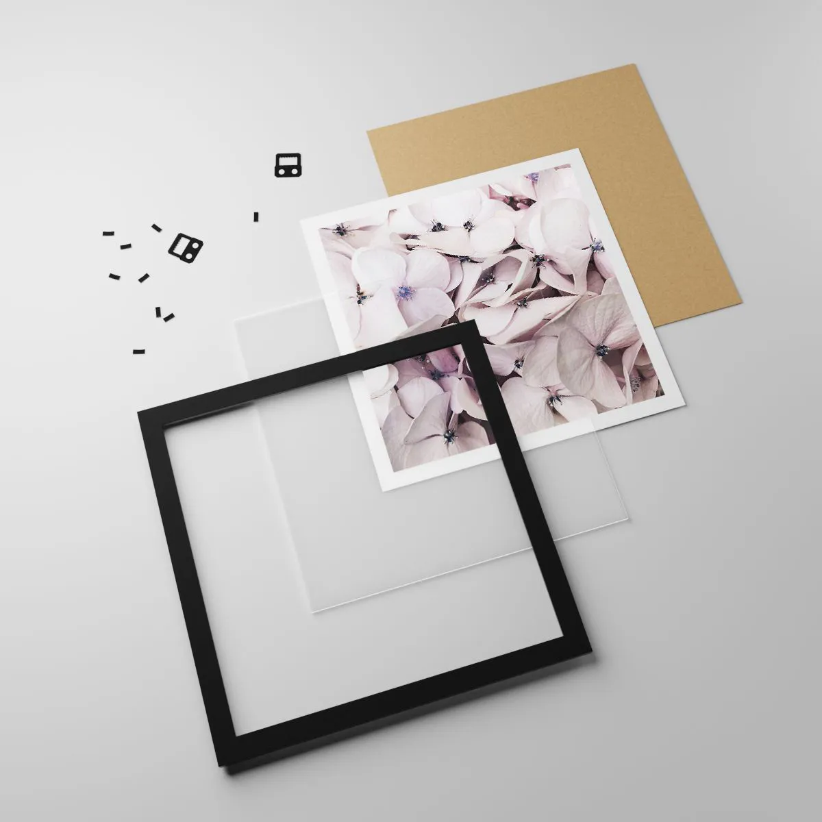 Poster in black frame - In the Flood of Flowers - 40x40 cm