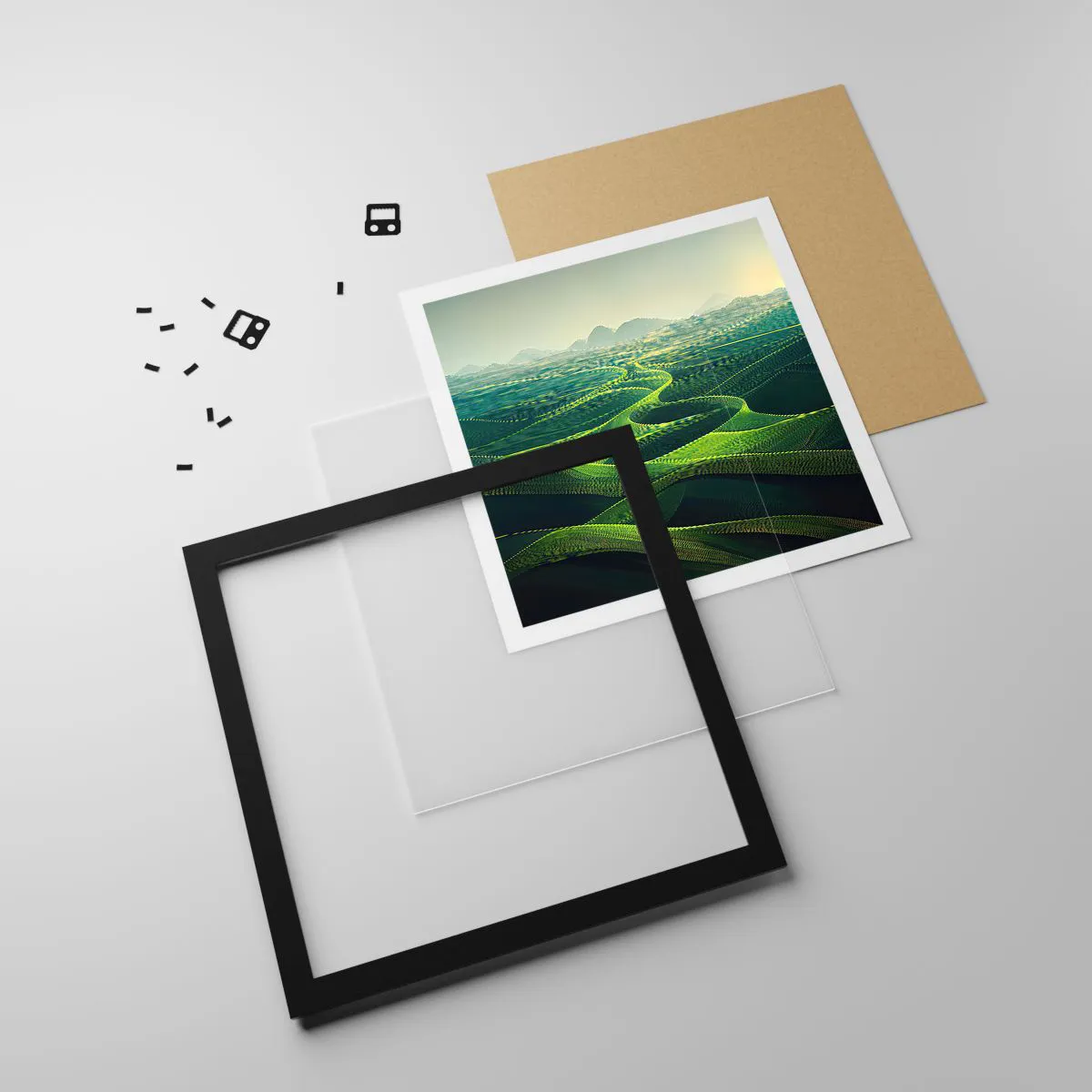 Poszter fehér keretben - Zöld völgyekben - 40x40 cm